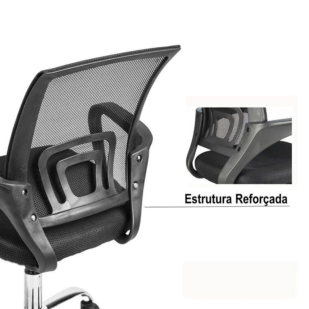 Kit 2 Peças com Escrivaninha 127cm Me4135 e Cadeira Diretor Tela Mesh Tok 3310 Espresso Móveis Escrivaninha 127cm Me4135 com Cadeira Diretor Tela Mesh Tok 3310 Espresso Móveis Amendoa