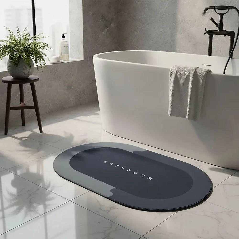 Tapete Antiderrapante Oval para Banheiro Pvc 58x38cm 1 Peça Texturizado Top Rio Comercial