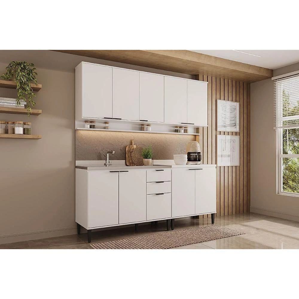Cozinha Modulada Carraro Alpha Alpha 4 Peças (2aéreos+2balcões) C4p175 Branco-carraro