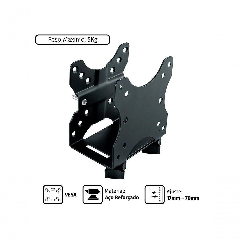 Suporte para Mini PC PLMSC01 Compatível com VESA 50x50 75x75 100x100 Preto Pcyes
