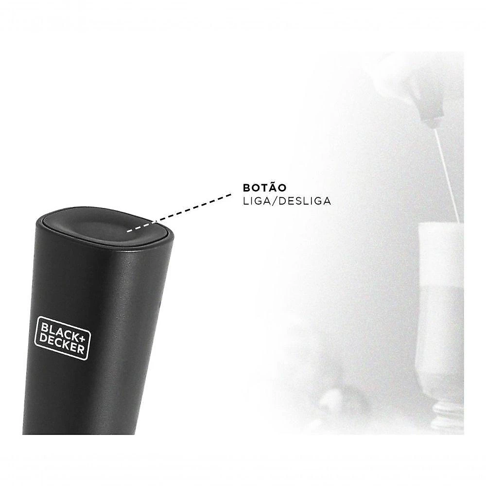 Mixer Portátil de Mão Black + Decker M150-BR Multiuso sem Fio para Cappuccinos e Chocolates Bivolt