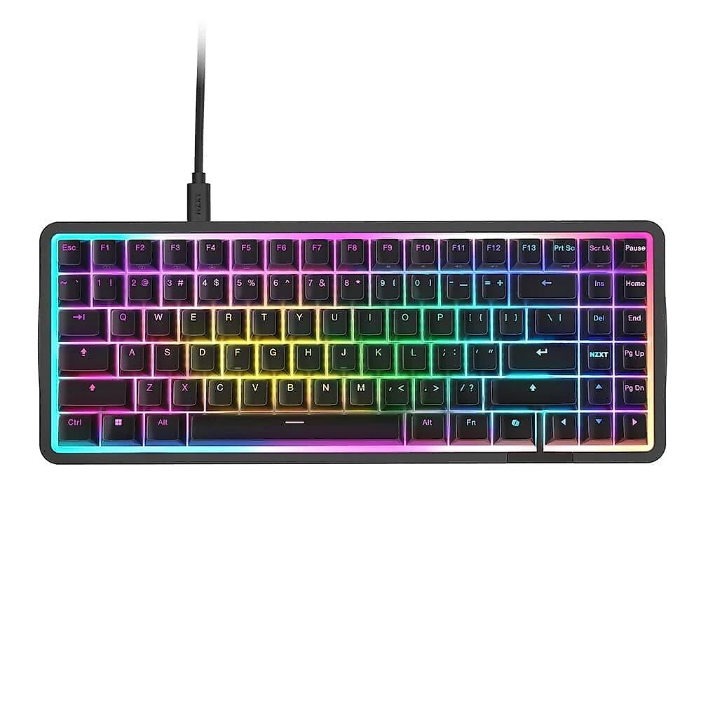 Teclado Magnético Gamer Sem Fio NZXT Function Elite MiniTKL, RGB, USB-C Removível, Preto - KB-101NB-US