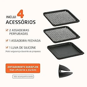 Fritadeira Elétrica Air Fryer Forno Mondial AFON-12L-GI 12L 2000W Painel Digital Preto 110V