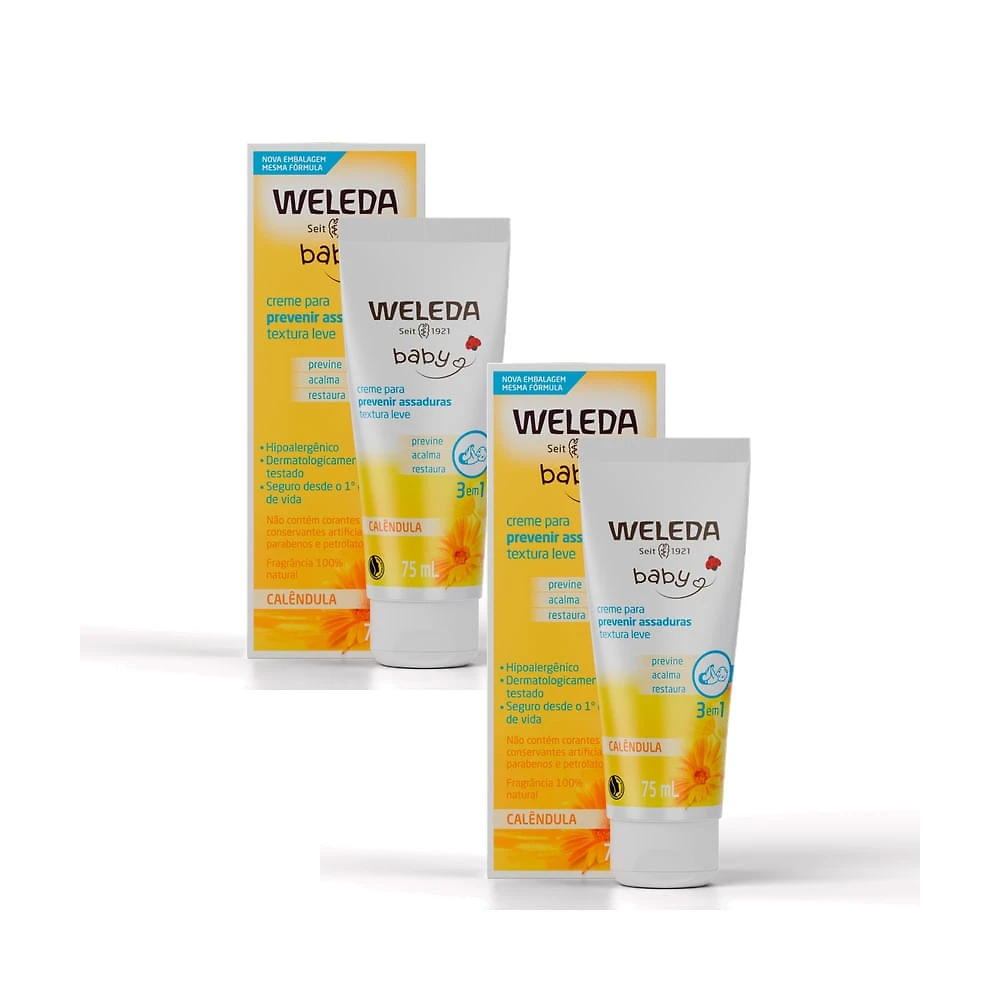 Kit 2 Weleda Baby Creme Preventivo de Assaduras Calêndula 75ml