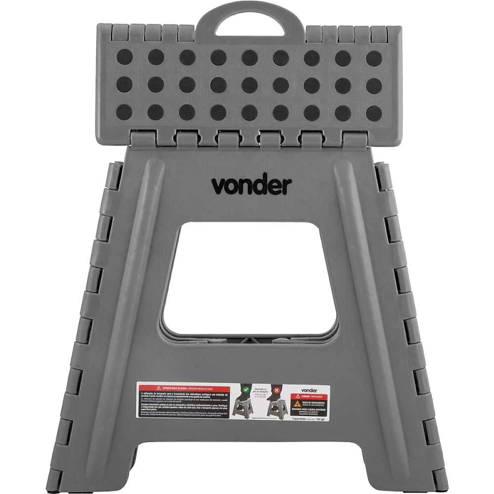 Banqueta plástica dobrável 360 mm cinza vonder