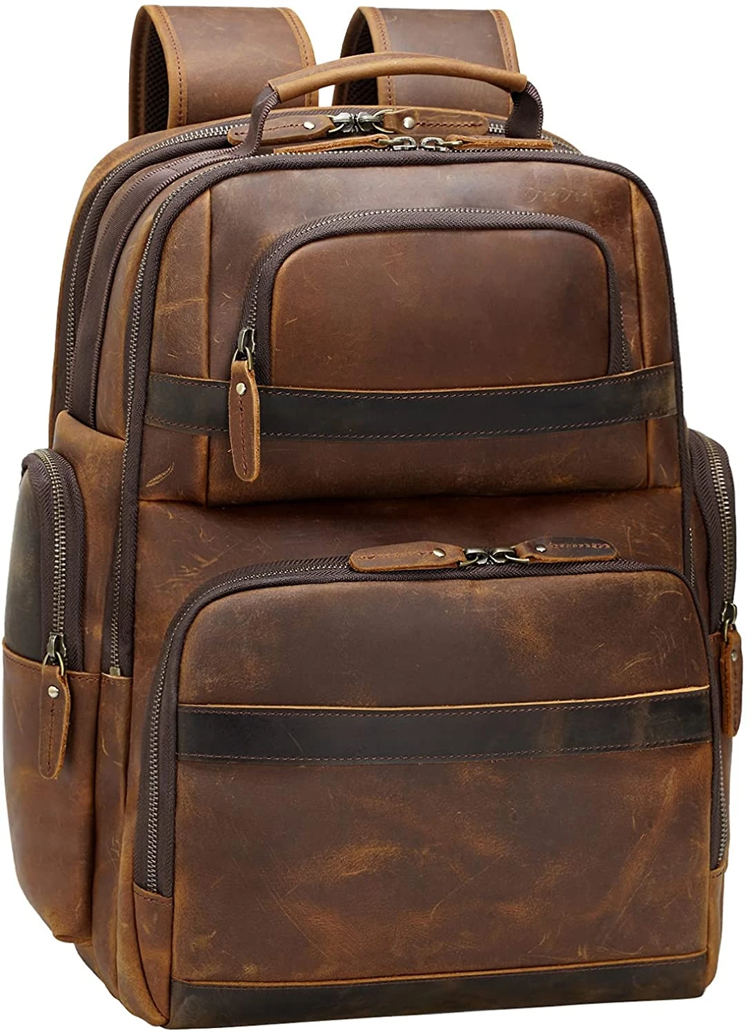 TIDING TD3563 Mochila Unissex de Couro Genuíno para Laptop