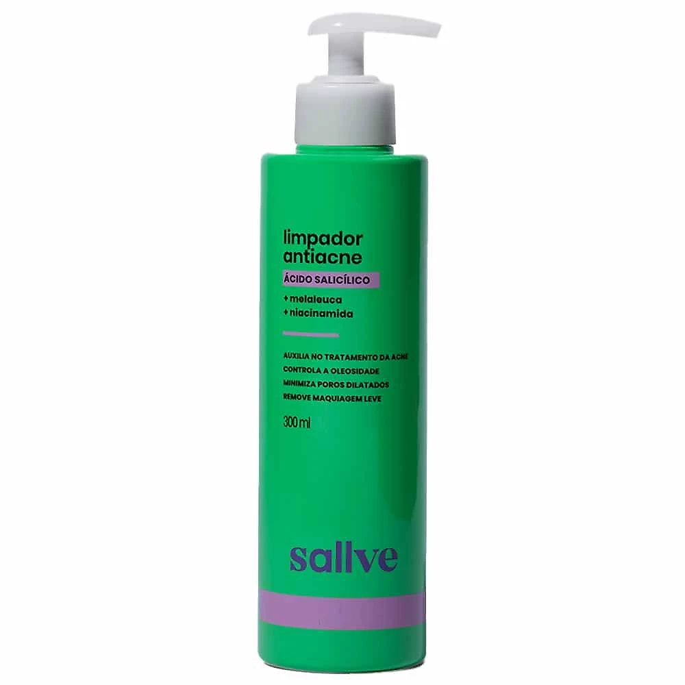 Gel espuma limpador facial antiacne sallve 300ml