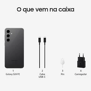 Smartphone Samsung Galaxy S24 FE 5G Grafite 128GB, 8GB RAM, Galaxy AI, Câmera Traseira 50MP, Tela 6.7" 60-120Hz, IP68 e Processador Exynos 2400e