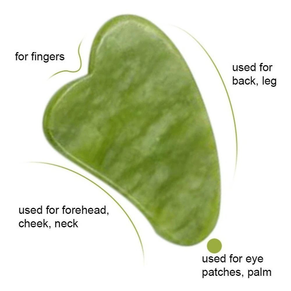 Rolo de Jade e Placa Gua Sha Kit Massagem Facial Anti Rugas Verde OEM