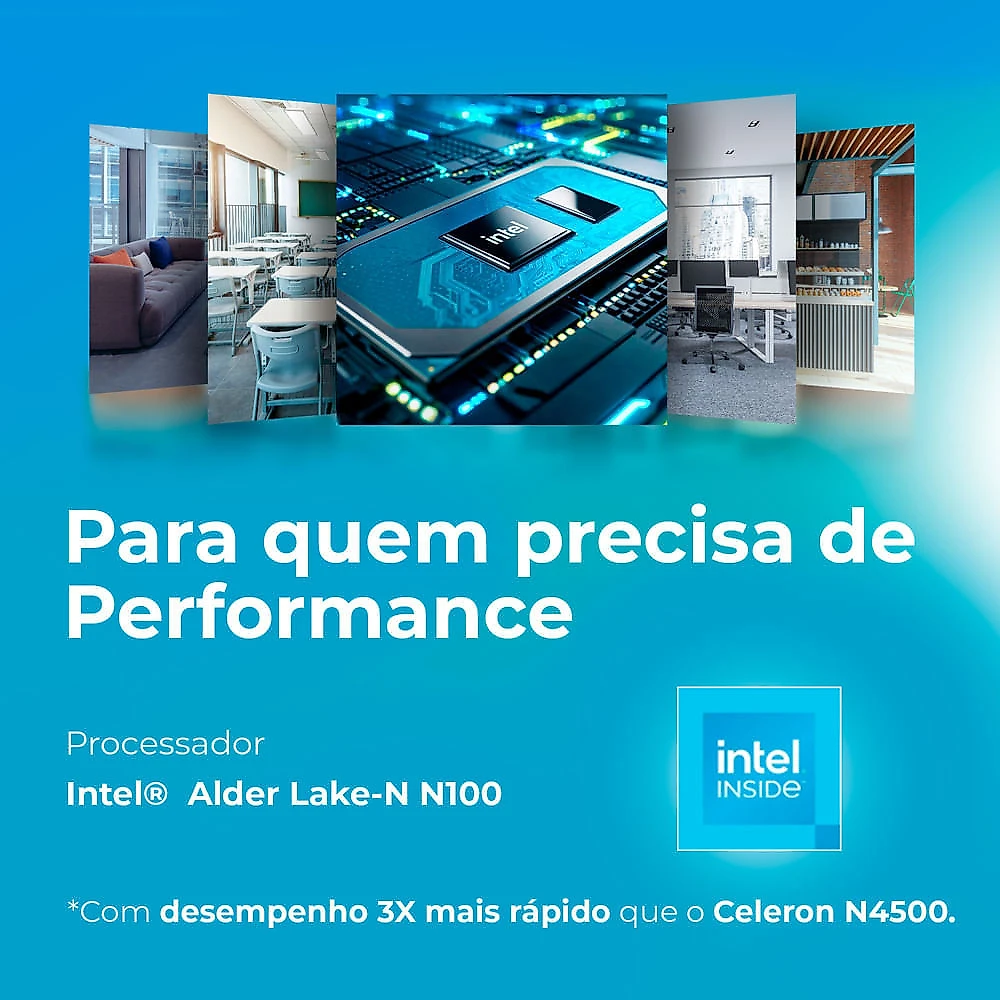 Notebook Positivo Vision N15M Intel® N100 Linux 8GB RAM 128GB SSD Wi-Fi 6 - 15,6" Full HD IPS Minitela - Preto