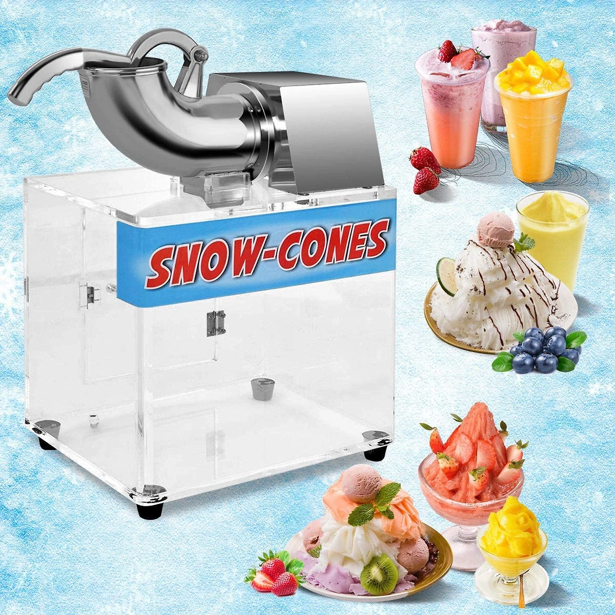 Miniatura Costzon Máquina de Raspadinha Industrial Aço Inoxidável 199 kg h 110V Prata