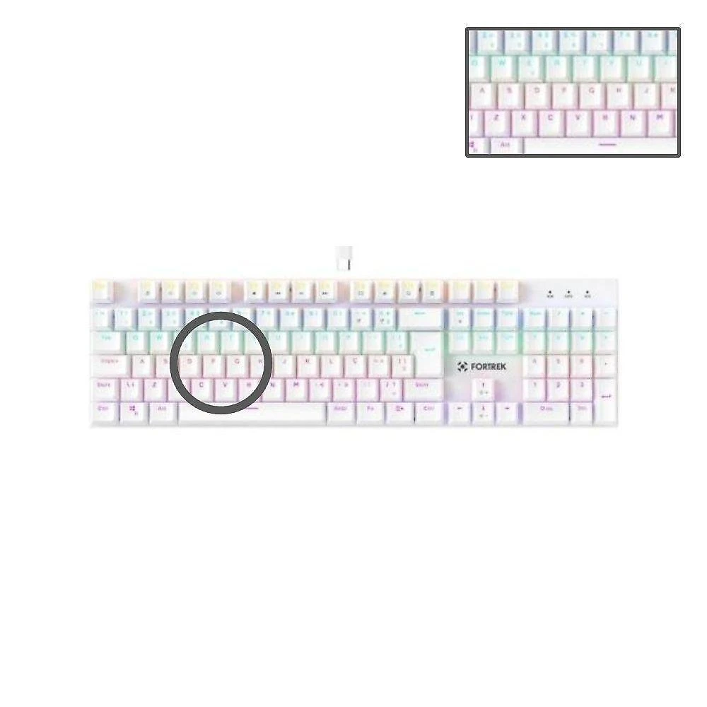 Teclado Gamer Mecânico Fortrek Gravity 100 Fullsized Switches Outemu Red Iluminação Rainbow Branco