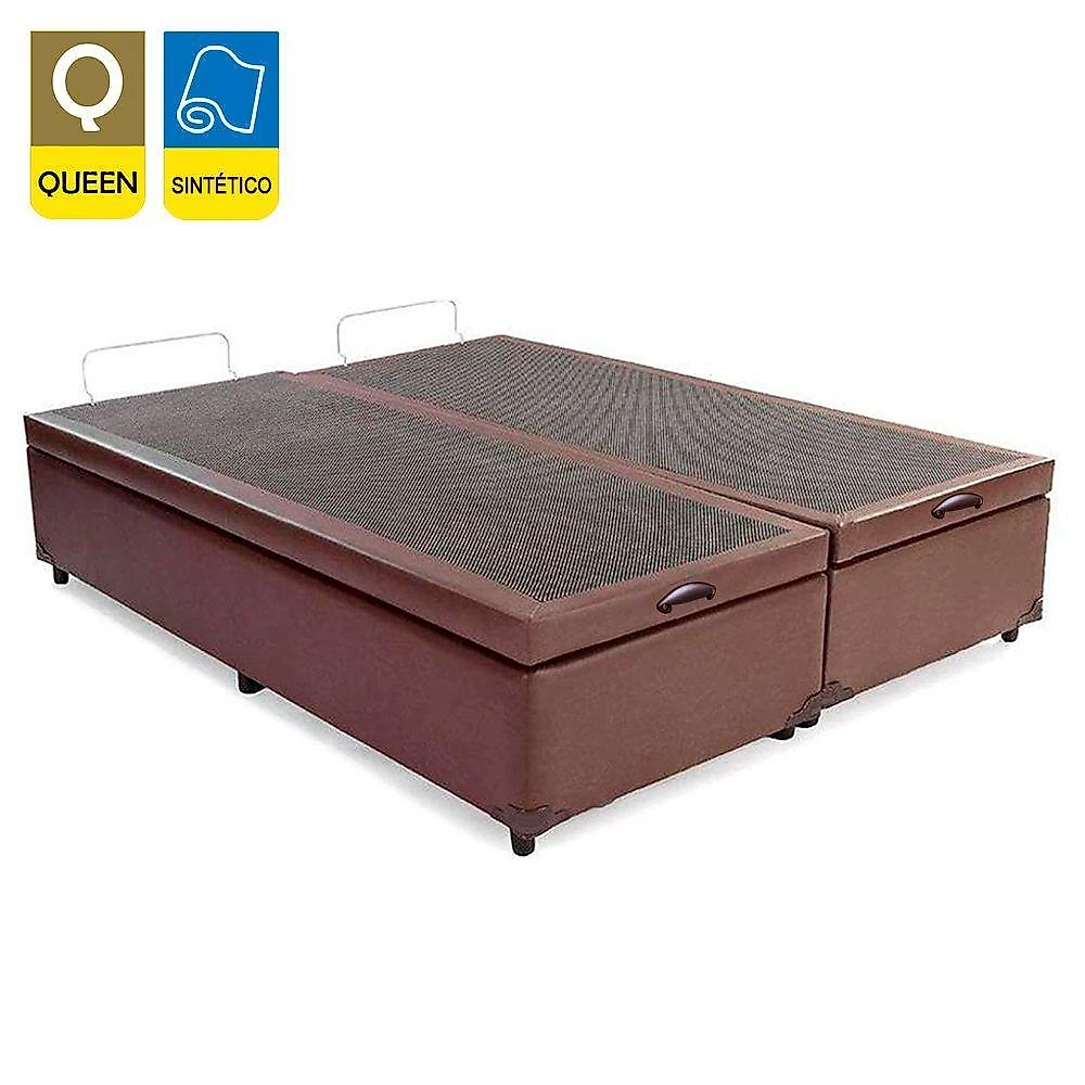 Cama Box Baú Queen Bipartido Sintético Sereneprime Marrom 158x198x44