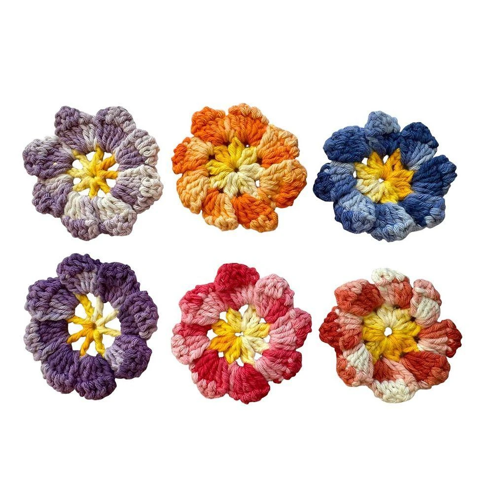 Flores e Folhas em Crochê para Aplicação Fio Mesclado Kit 6 Sortidas Barroco