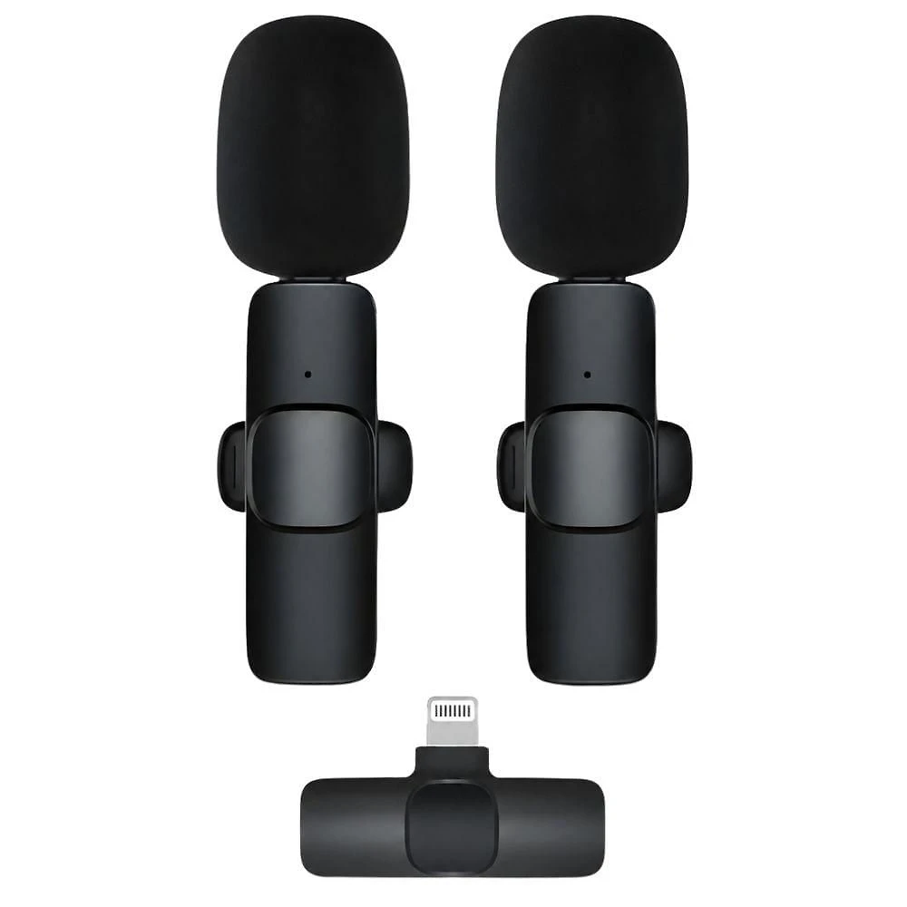 Kit Microfone de Lapela Duplo MDM Plug And Play Som Cristal para Reuniões e Aulas Conexão Lightning