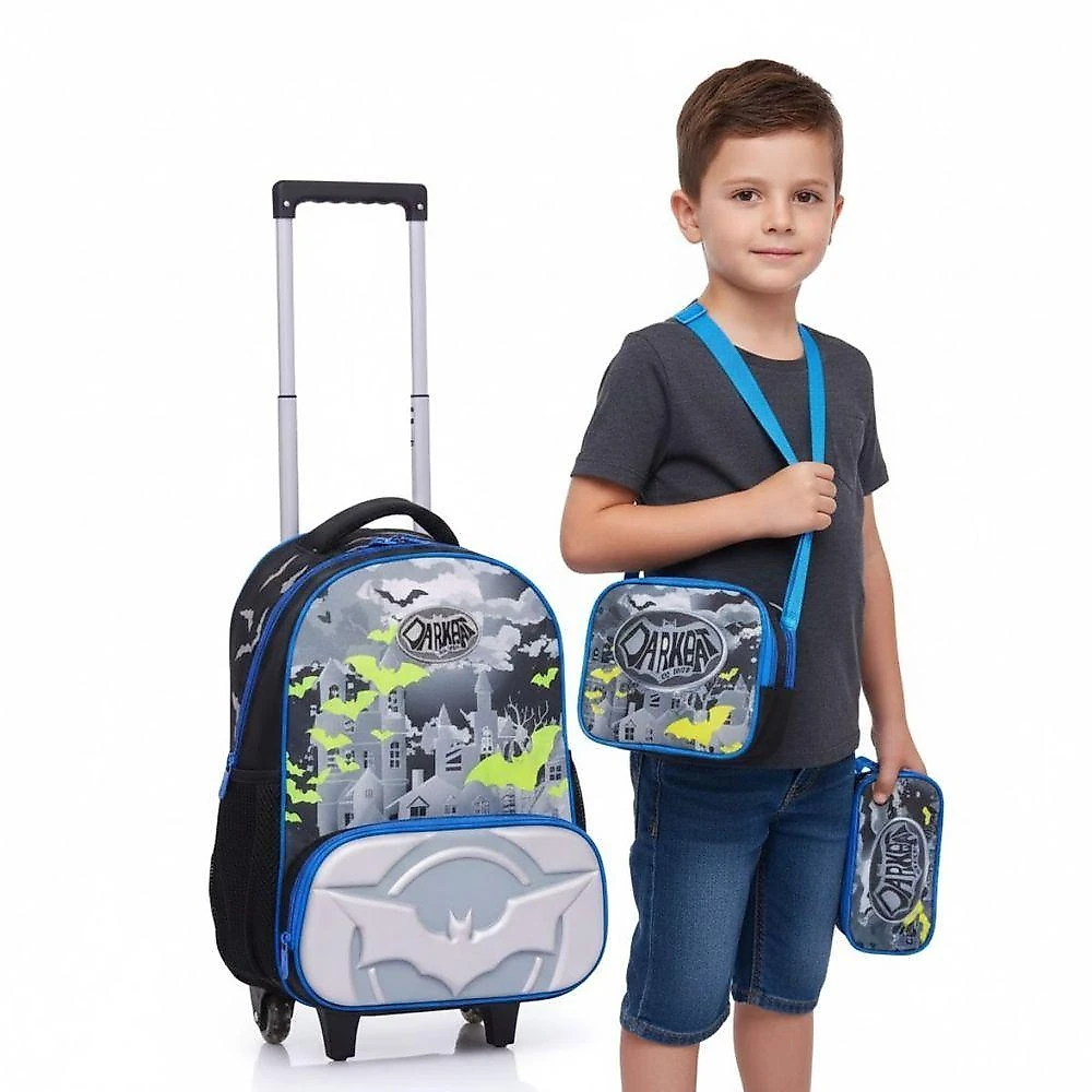 Kit Escolar Yepp Dark Bat Mochila Rodinhas Lancheira Térmica Estojo Batman webcontinental-7899676843409