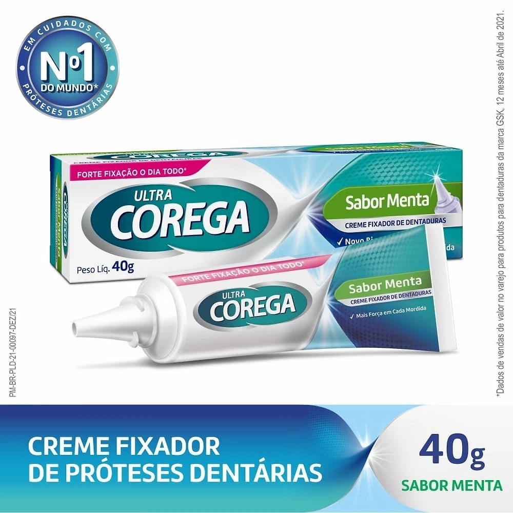 Creme Fixador De Prótese Ultra Corega Com Bico De Precisão Sabor Menta 40g