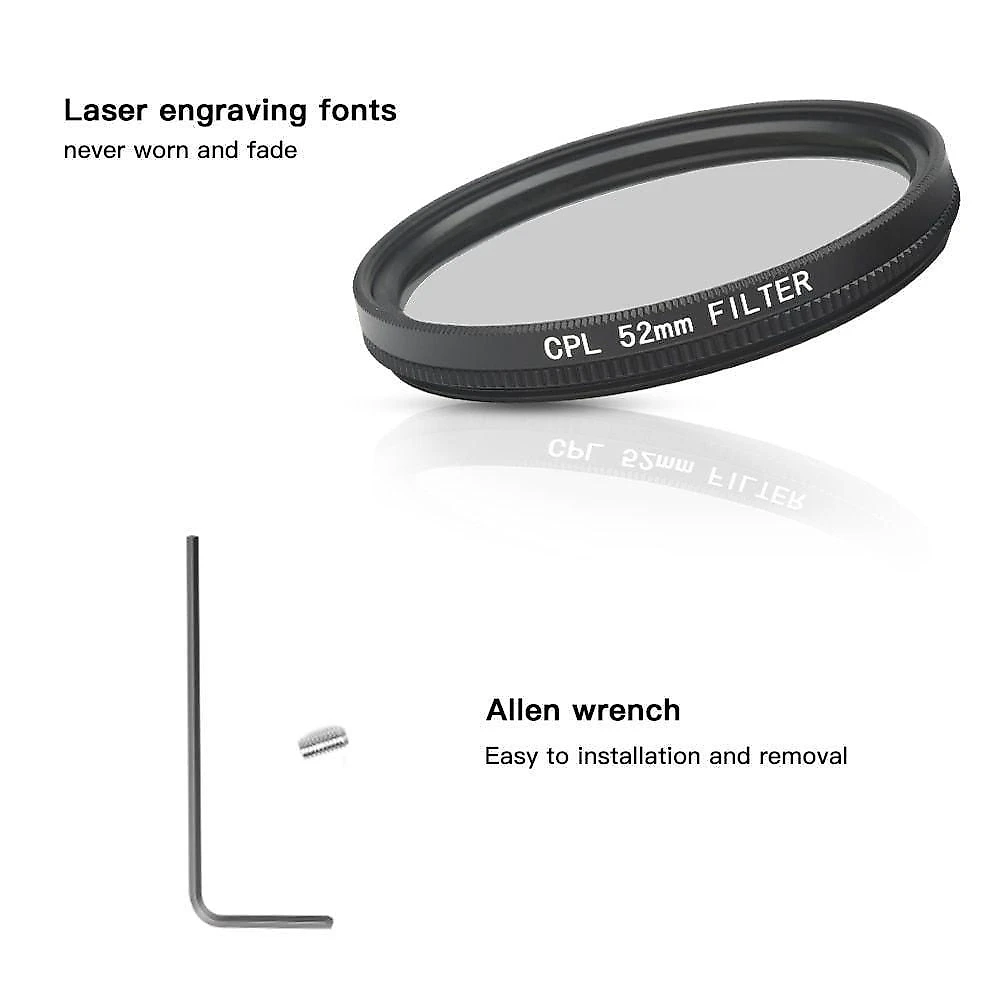 Filtro Polarizado CPL 52mm com tampa da Lente para GoPro 5,6,7 Black