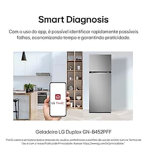 Geladeira LG Frost Free GN-B452PFF Duplex com Tecnologia Smart Inverter, Linear Cooling e DoorCooling Inox Look - 461 litros 110V