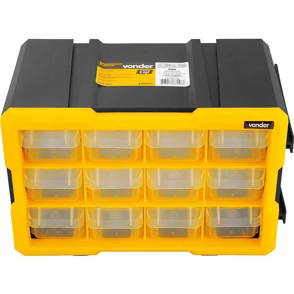 Organizador plástico 12 gavetas 3 kgf polipropileno nove54 opv012