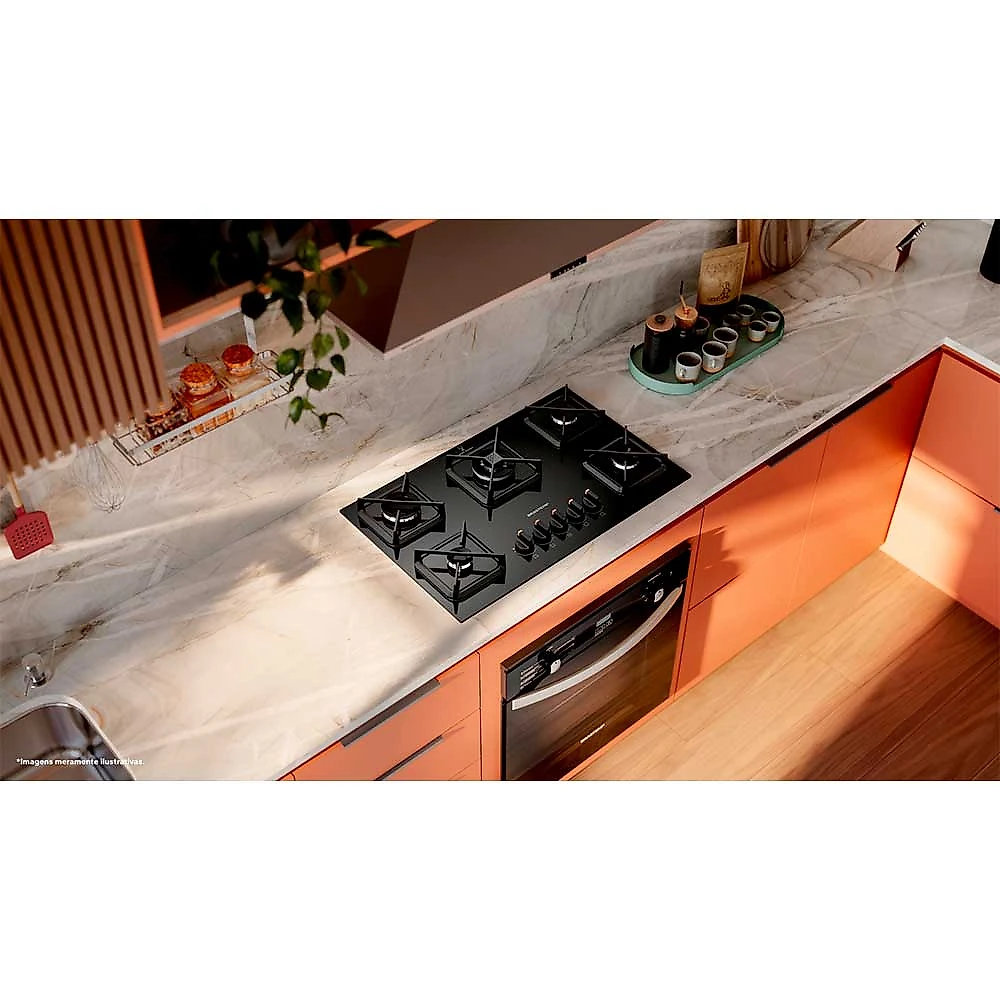 Cooktop a Gás Brastemp em Vidro Temperado com 05 Bocas Preto - BDS75AE Bivolt