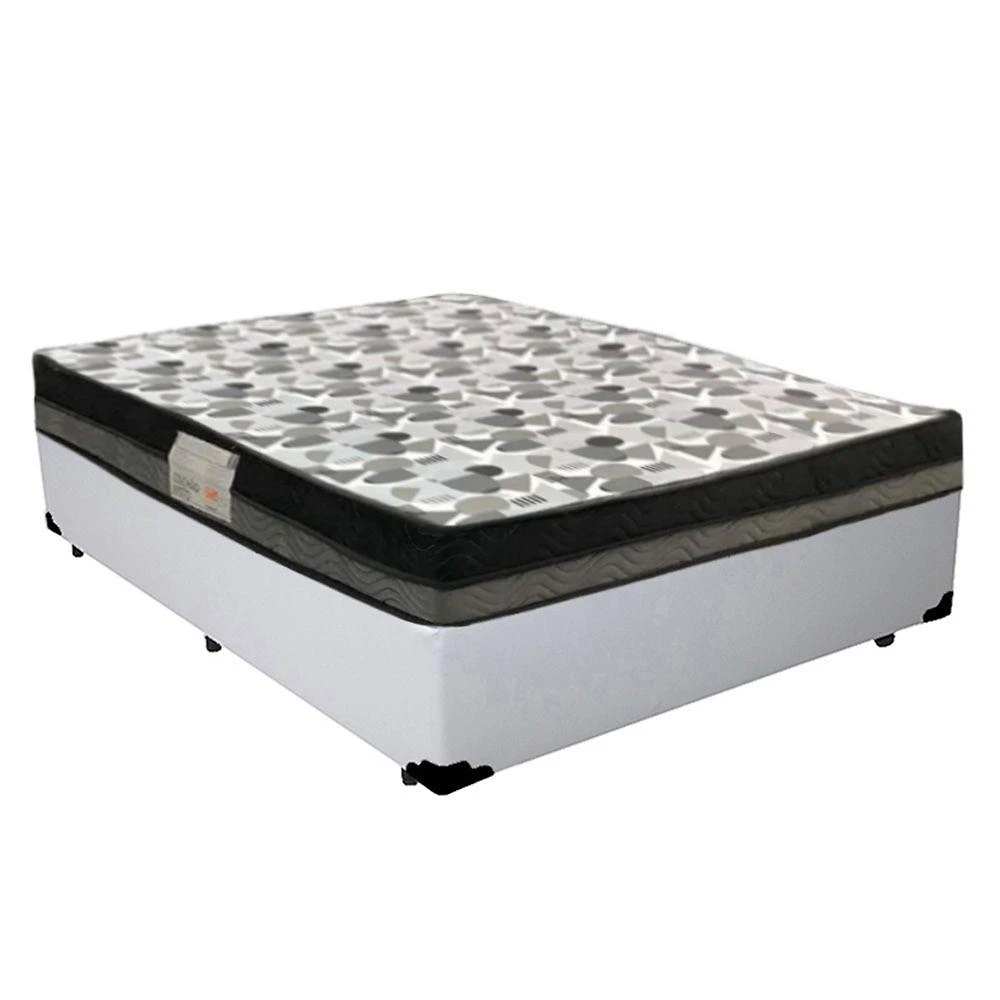 Cama Box com Colchão Casal Iso Dupla Face Espuma Courino Branco Ortobom