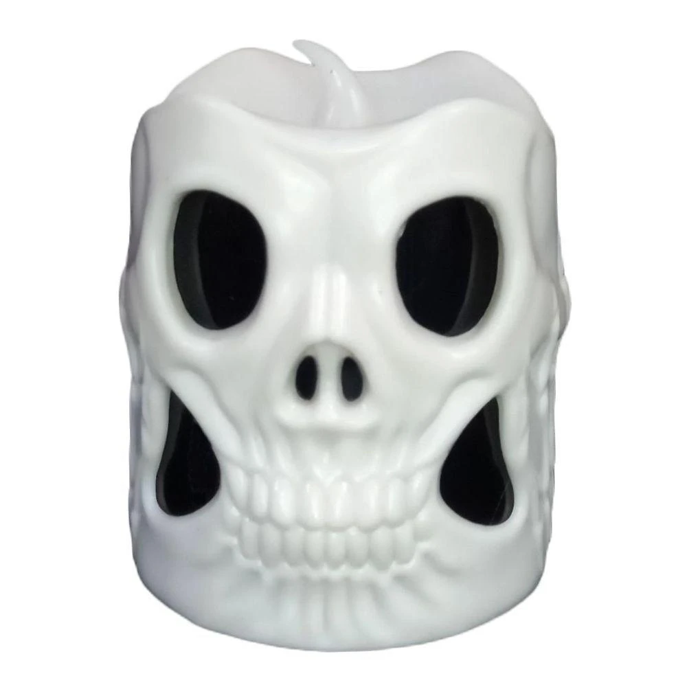 Mini Vela Caveira Branca Com Led
