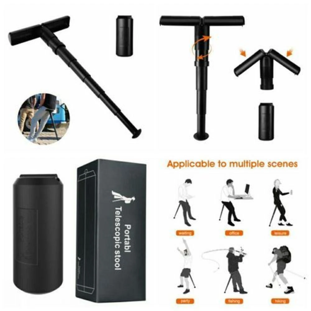 Banqueta Portatil Retratil Dobravel Compacta Sitpack Cadeira Banco Banquinho Fila Pescaria Show Telescopico