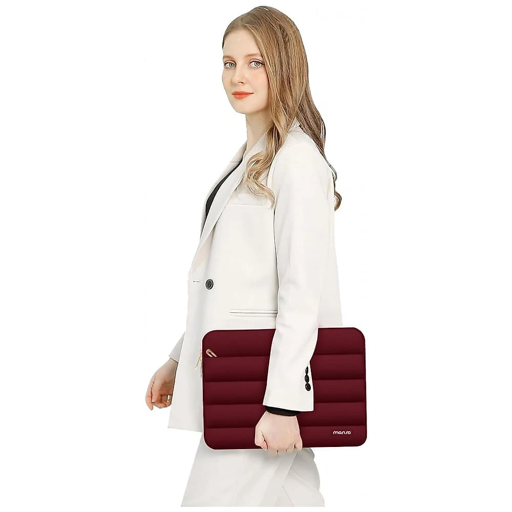 MOSISO Estojo Puffy para Laptop 13-13.3" Vinho, Compatível com MacBook Air/Pro 13/14, HP, Dell, ASUS, Lenovo, Bolsa com Estojo
