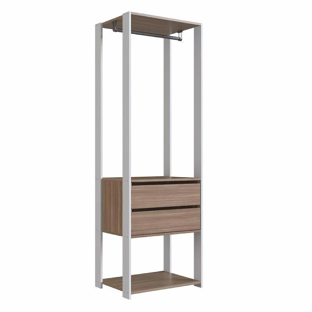 Guarda Roupa Closet 2 Peças com 1 Cabideiros 2 Gavetas e 6 Nichos Easy Prodecor Branco/Montana
