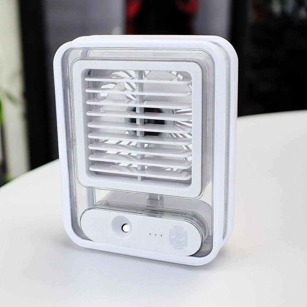 Ventilador Portatil Umidifcador Luminaria Usb De Mesa 3 Velocidades Branco