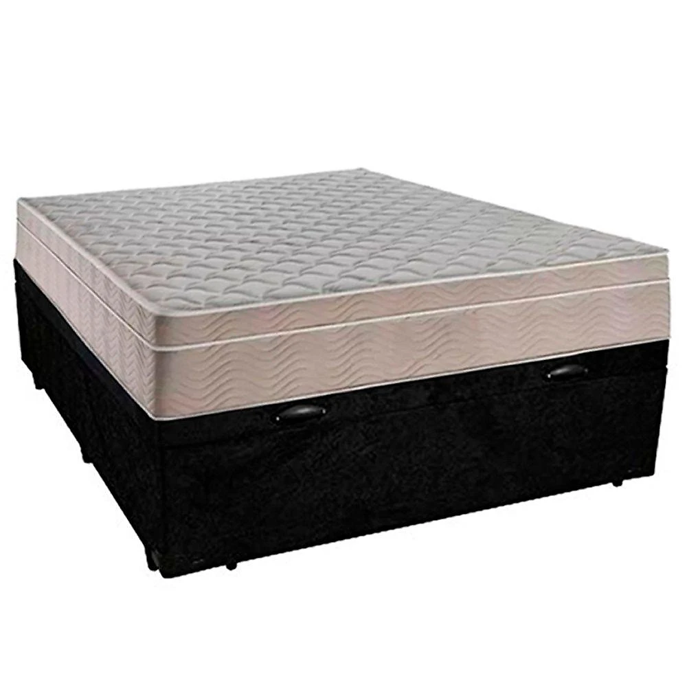 Cama Box Baú Casal Suede + Colchão Sereneprime Molas Ensacadas 138x188x69 Preto