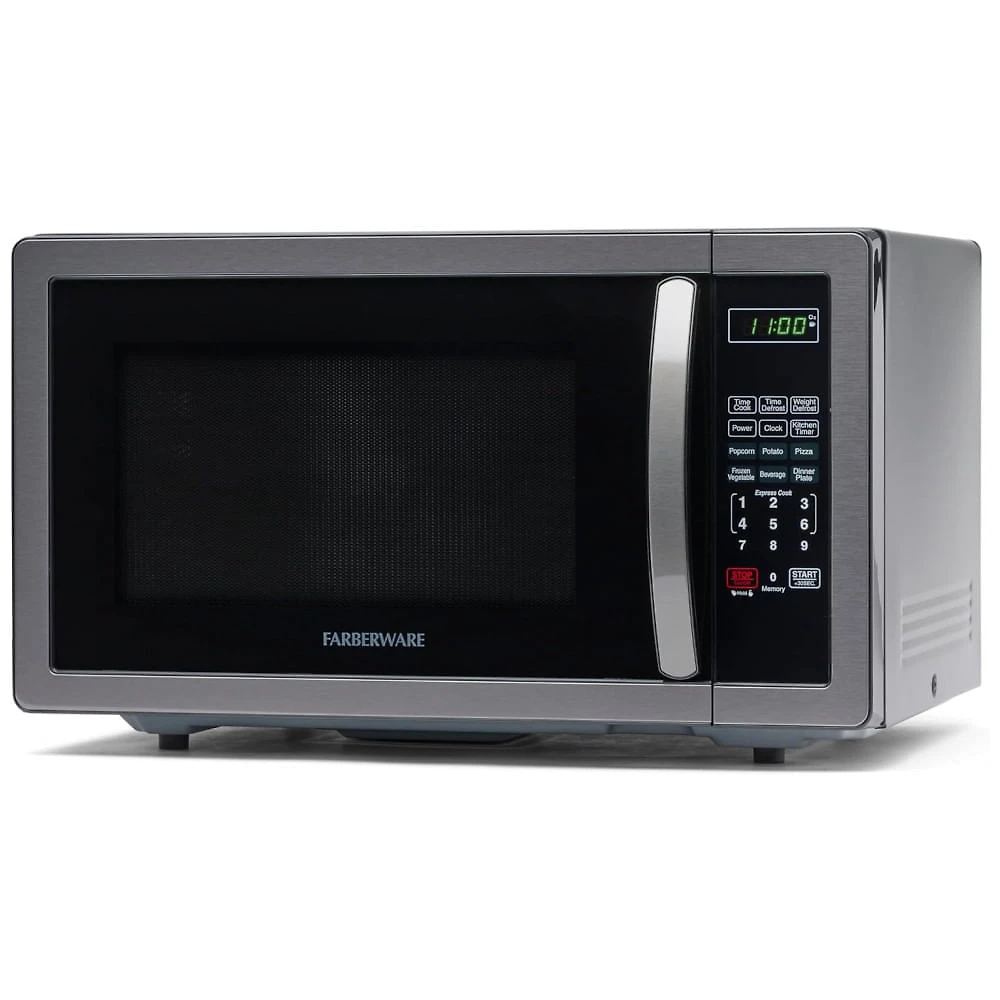 Micro Ondas de Bancada em Aço Inoxidável 31L com Iluminação LED, 110V 1000W, Farberware, Preto