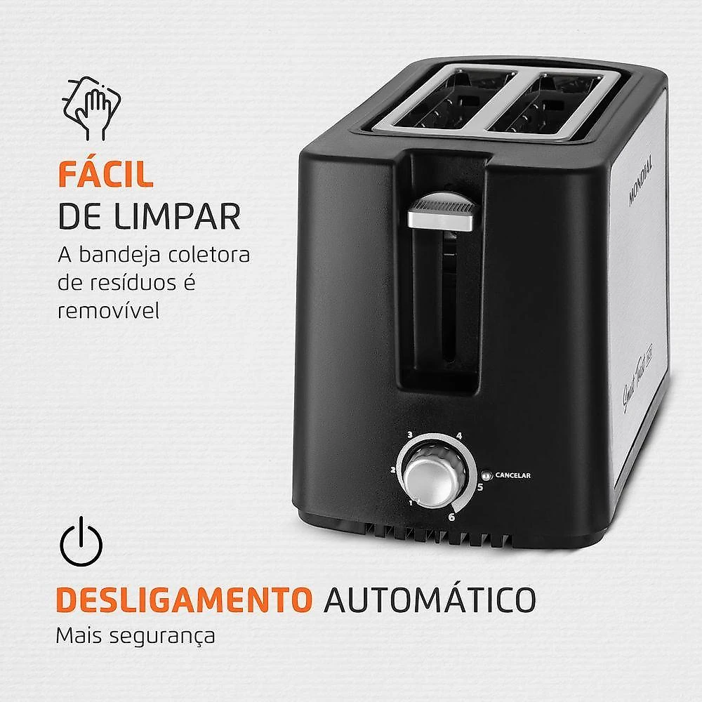 Torradeira Mondial T-13 Tostador Pães-127v-preto/inox