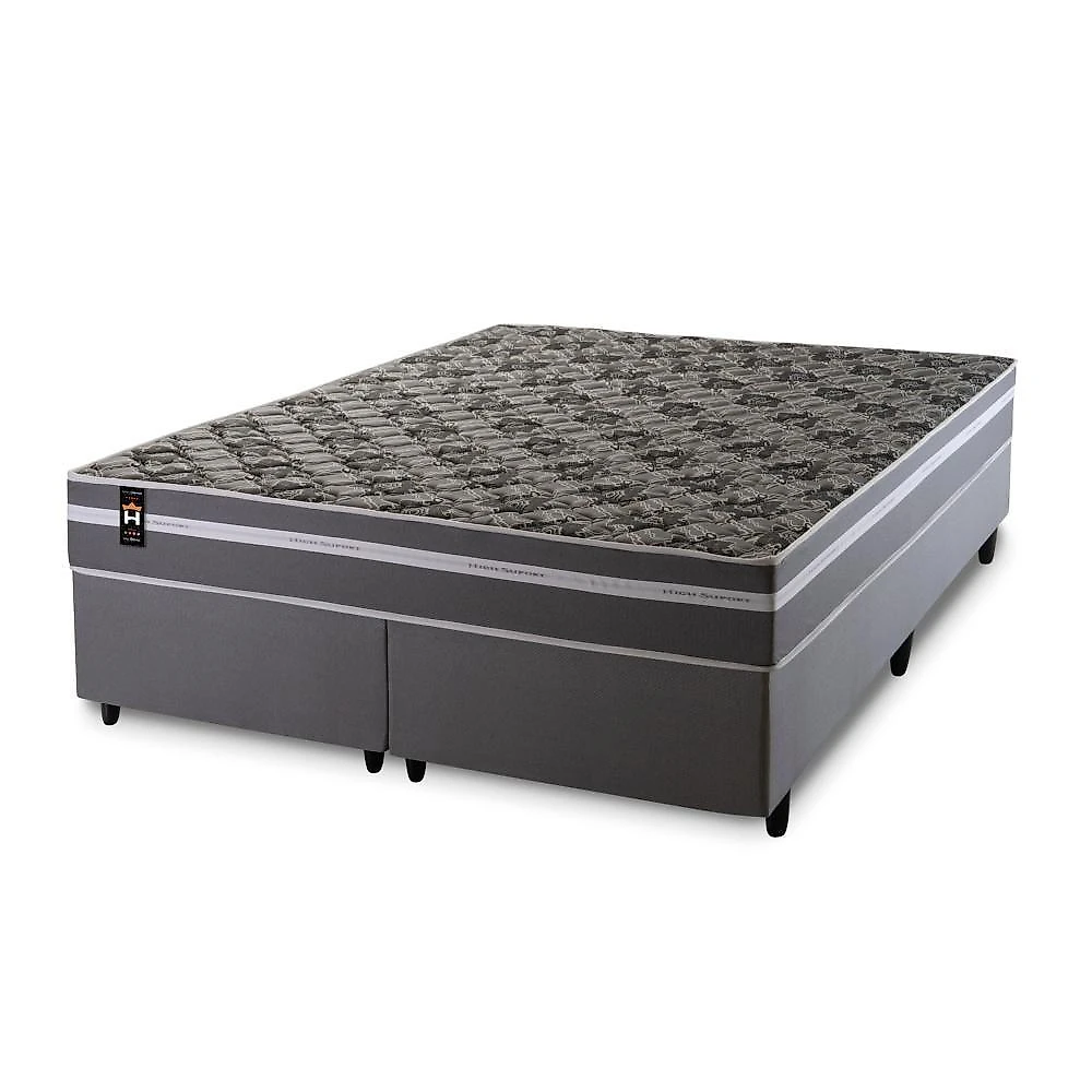 Cama Box Miami Espuma Queen 158x198 Cinza King House