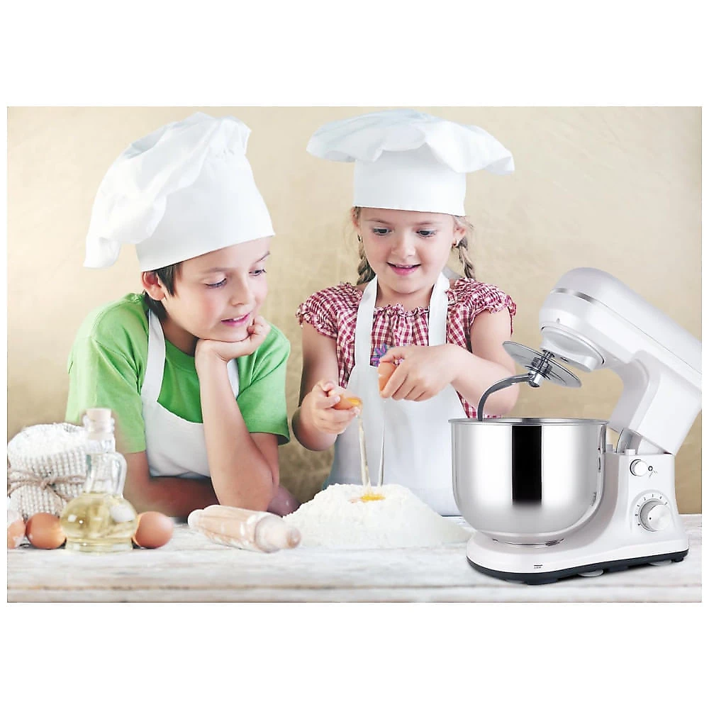 Mixer MURENKING 4,7L, 6 Marchas, Recipiente Inox, 300W, Batedor de Massas, Pás e Batedor, Forno Elétrico Doméstico - Branco