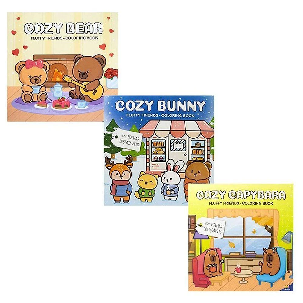 Livro Para Colorir Fluffy Friends Coloring Book 3 Unidades - Todolivro