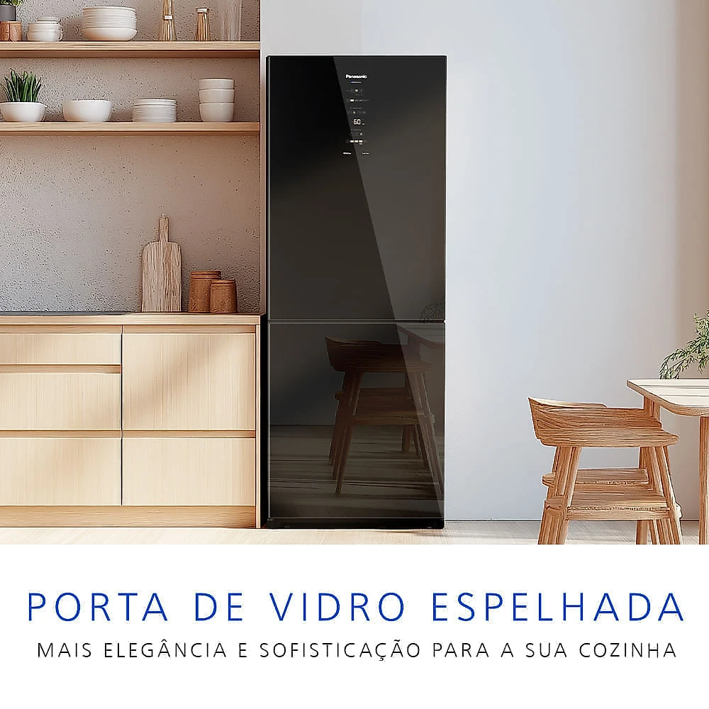 Miniatura Geladeira Panasonic BB65 Black Glass Inverse Frost Free 467L Inverter A - NR-BB65GV7B NR-BB65GV7BA