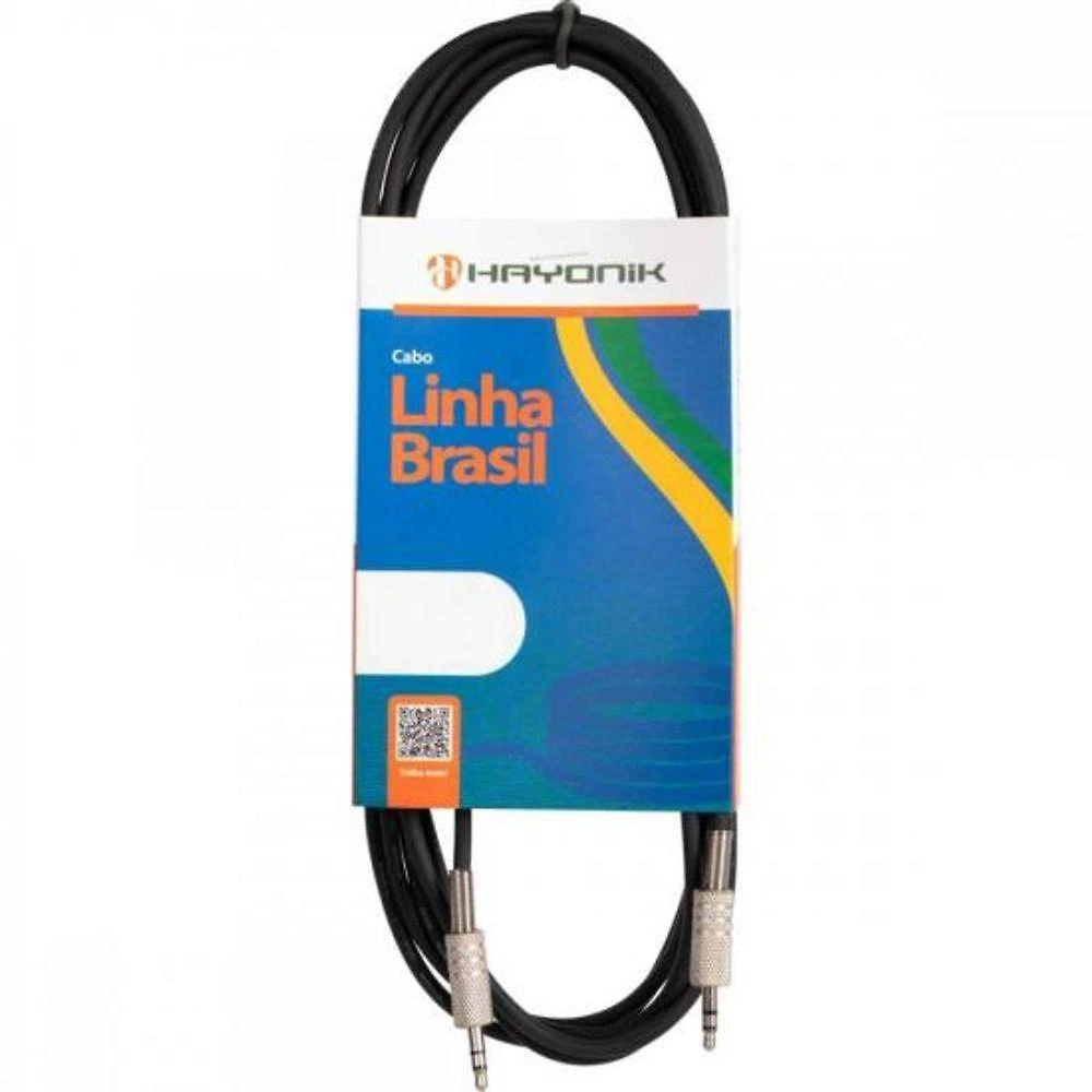 Cabo De Áudio Linha Brasil P2 Estéreo X P2 Estéreo 5M Preto