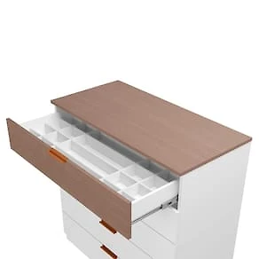Miniatura Cômoda Bartira Diplomata + 5 Gavetas Trava de Segurança e Espaço para TV de até 42" - 90cm de Largura Branco/Avelã