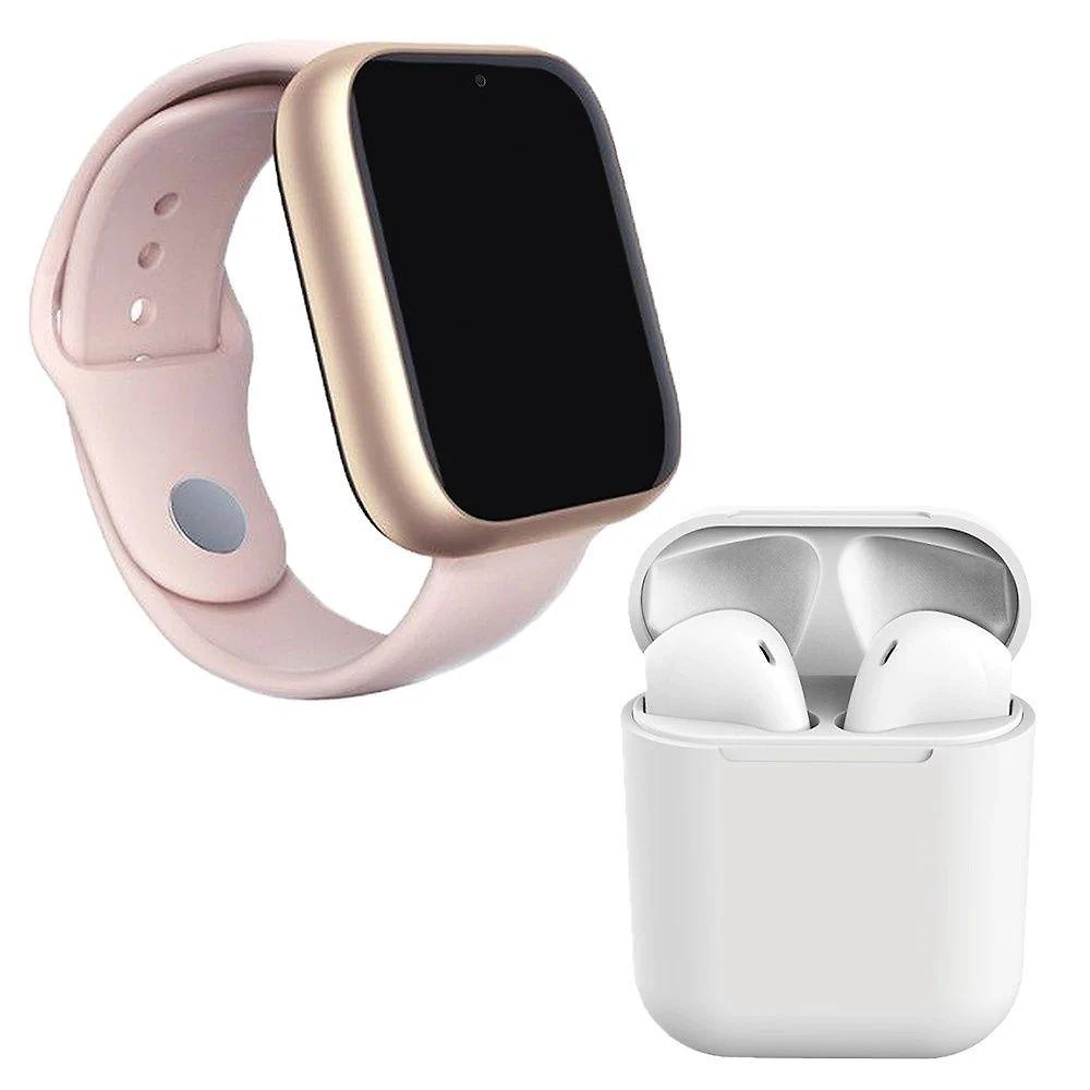 Kit 1 Relógio Smartwatch A1 Pro Plus Rosa + 1 Fone Bluetooth I9s Tws Branco - 42mm - Smart Bracelet