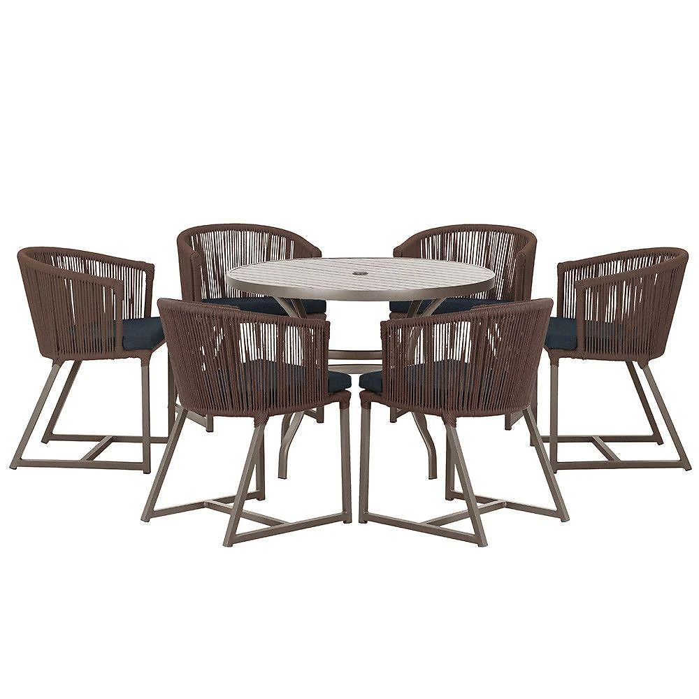 Mesa Com 6 Cadeiras De Jantar Noronha E12 Trama Original Marrom