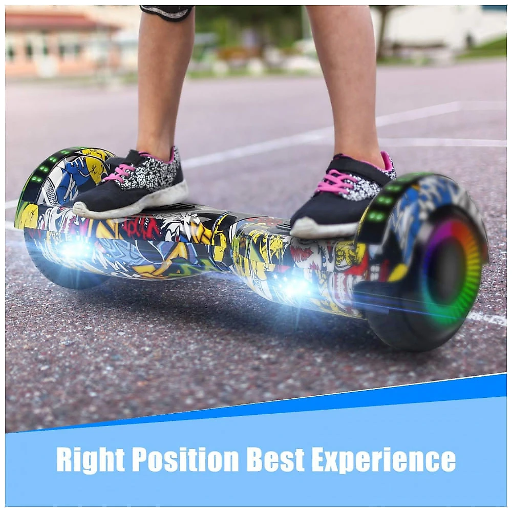 Hoverboard FLYING-ANT 6.5" Vermelho B-Graffiti com Alto-falante, Luzes de LED e Bluetooth
