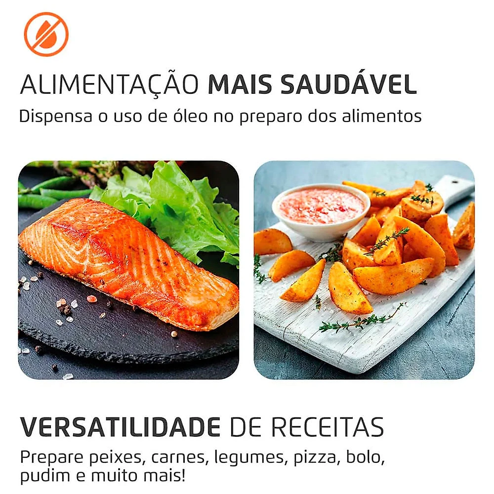 Fritadeira Air Fryer Forno Oven 12L Mondial AFON-12L-BI 2000W Preto com Inox - 127V