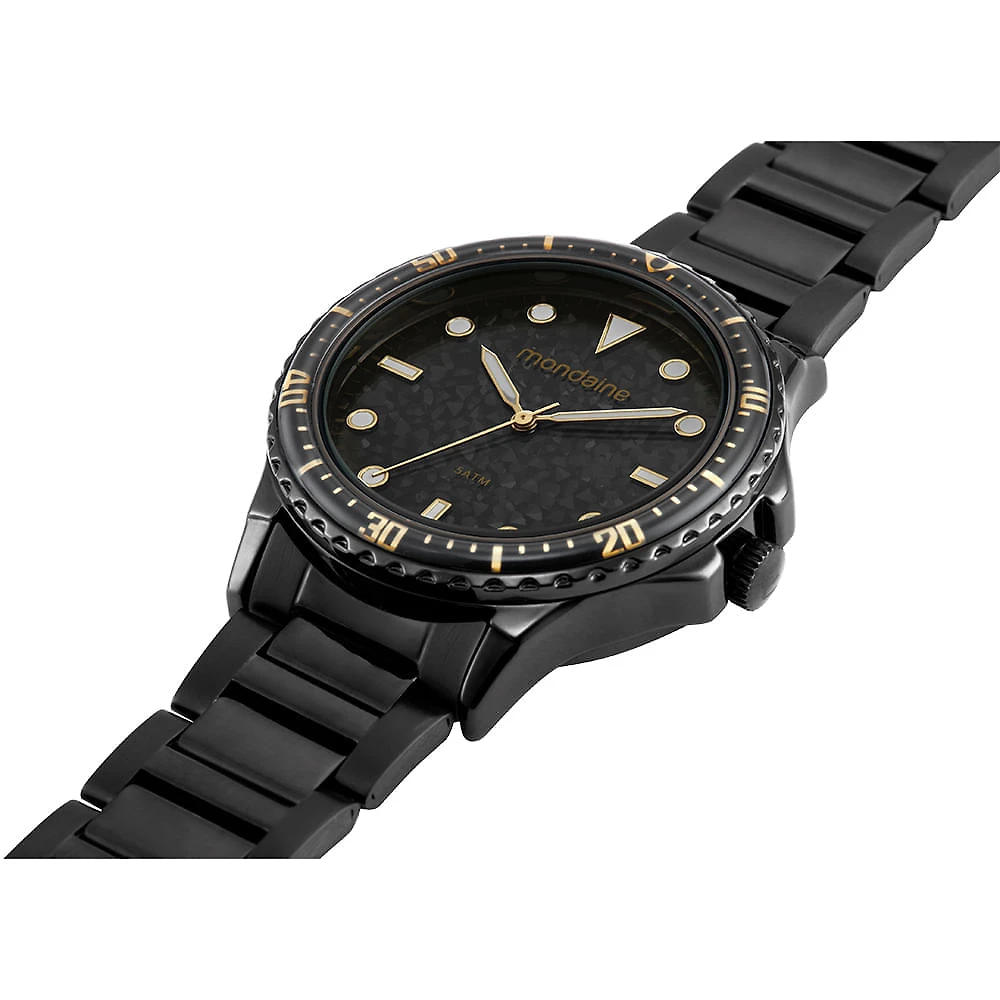 Kit Relógio Feminino Preto Elegante Aço Pulseira
