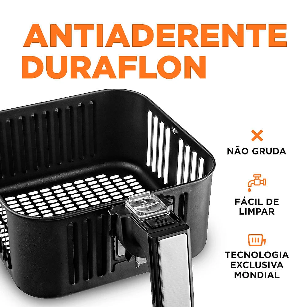 Fritadeira Elétrica Air Fryer Mondial Grand Family Inox AFN-50-BI 5L Preta - 127V