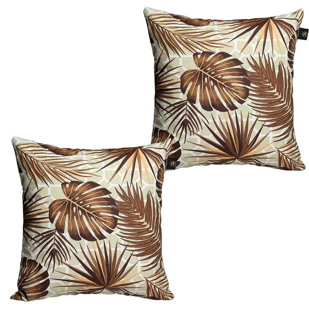 Almofadas Decorativas Impermeáveis Antimofo Floral Marrom Kit 2 Peças Trama Original