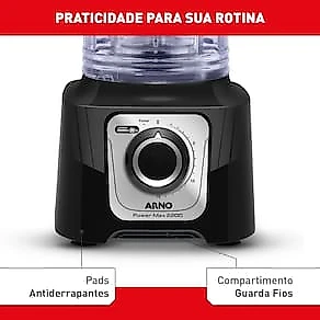 Liquidificador Arno Power Max LN66 2200W 3,1L 15 Velocidades Preto 110V
