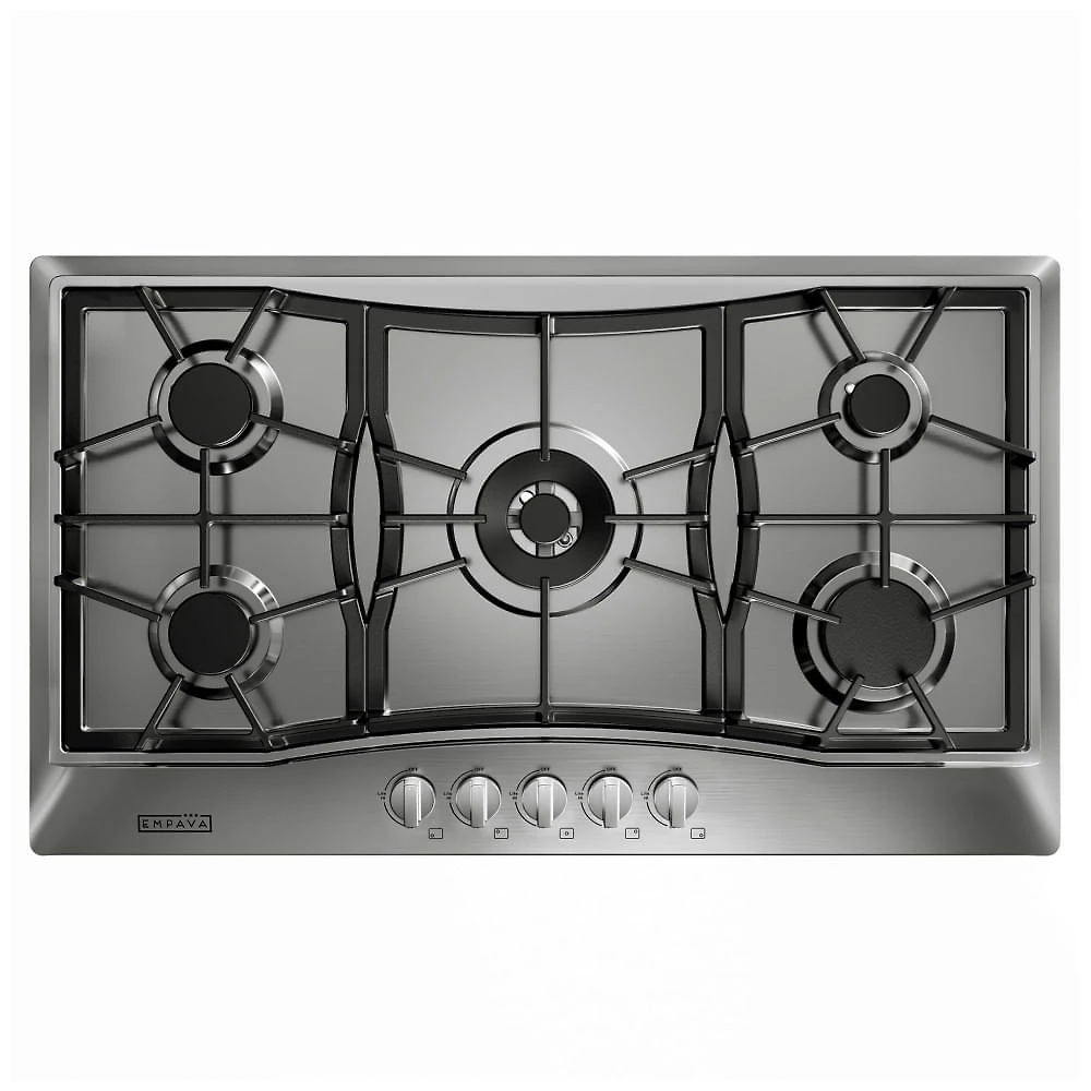 Cooktop a Gás Empava E-36GC61-GX 36 Polegadas 5 Bocas Seladas SABAF Aço Inox LPG/GN Conversível 120V