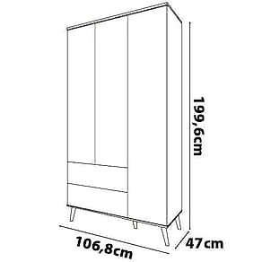 Guarda-Roupa Bartira Ternura com 3 Portas, 2 Gavetas + Cômoda Bartira Ternura com 5 Gavetas e 1 Porta - Azul Wood Azul Wood